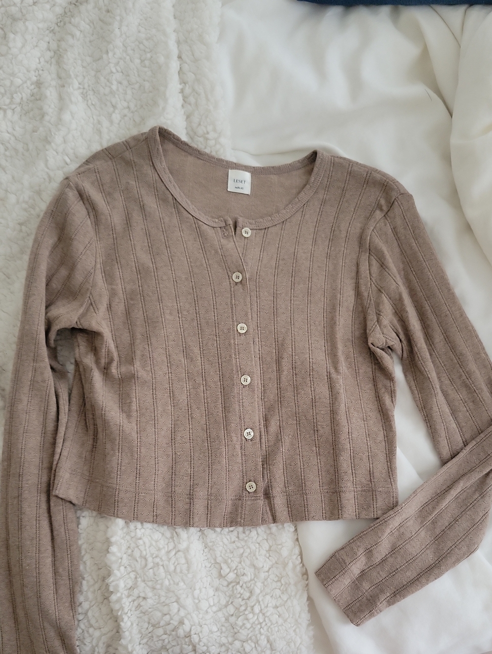 LESET Pointelle Crop Cardigan: Will Be DELETED 6/24